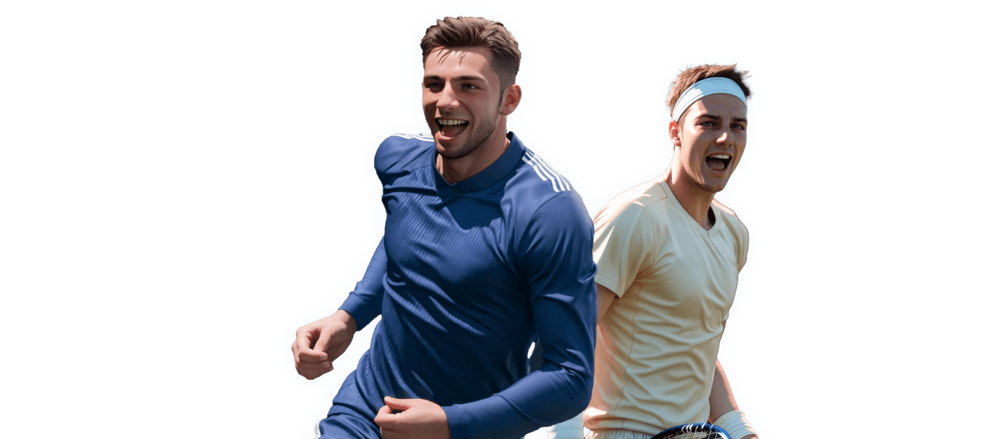Zwei Sportler in Aktion, symbolisch für Live Wetten bei Boomerang Bet